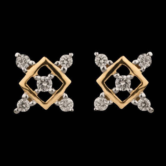 14K Yellow Gold Diamond Earrings - 0.13ct VVS-VS-HI