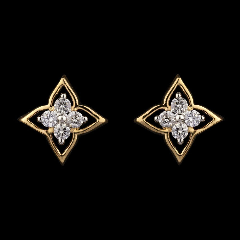 14K Yellow Gold Diamond Earrings - 0.2ct VS-HI