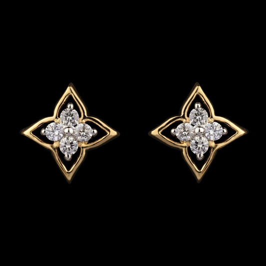 14K Yellow Gold Diamond Earrings - 0.2ct VS-HI
