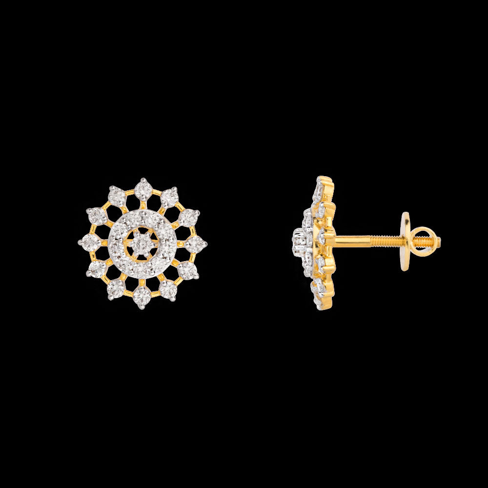 18K Yellow Gold Diamond Earrings - 0.877ct VVS-VS-GH