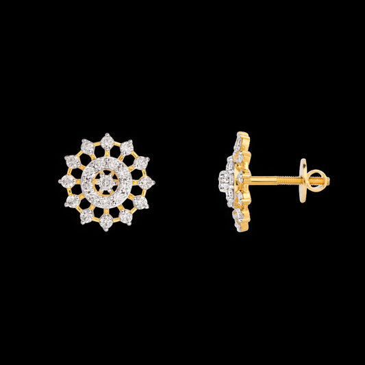 18K Yellow Gold Diamond Earrings - 0.877ct VVS-VS-GH