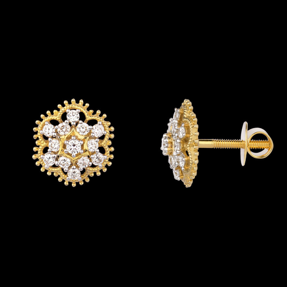 18K Yellow Gold Diamond Earrings - 0.58ct VVS-FG