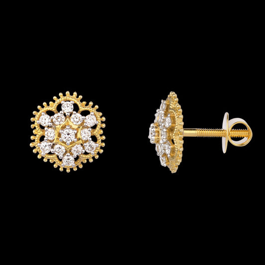 18K Yellow Gold Diamond Earrings - 0.58ct VVS-FG