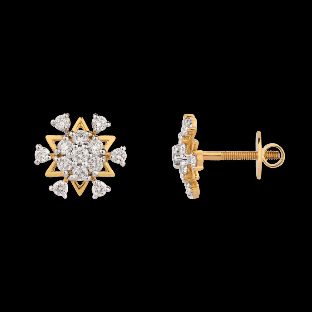 18K Yellow Gold Diamond Earrings - 0.57ct VS-GH