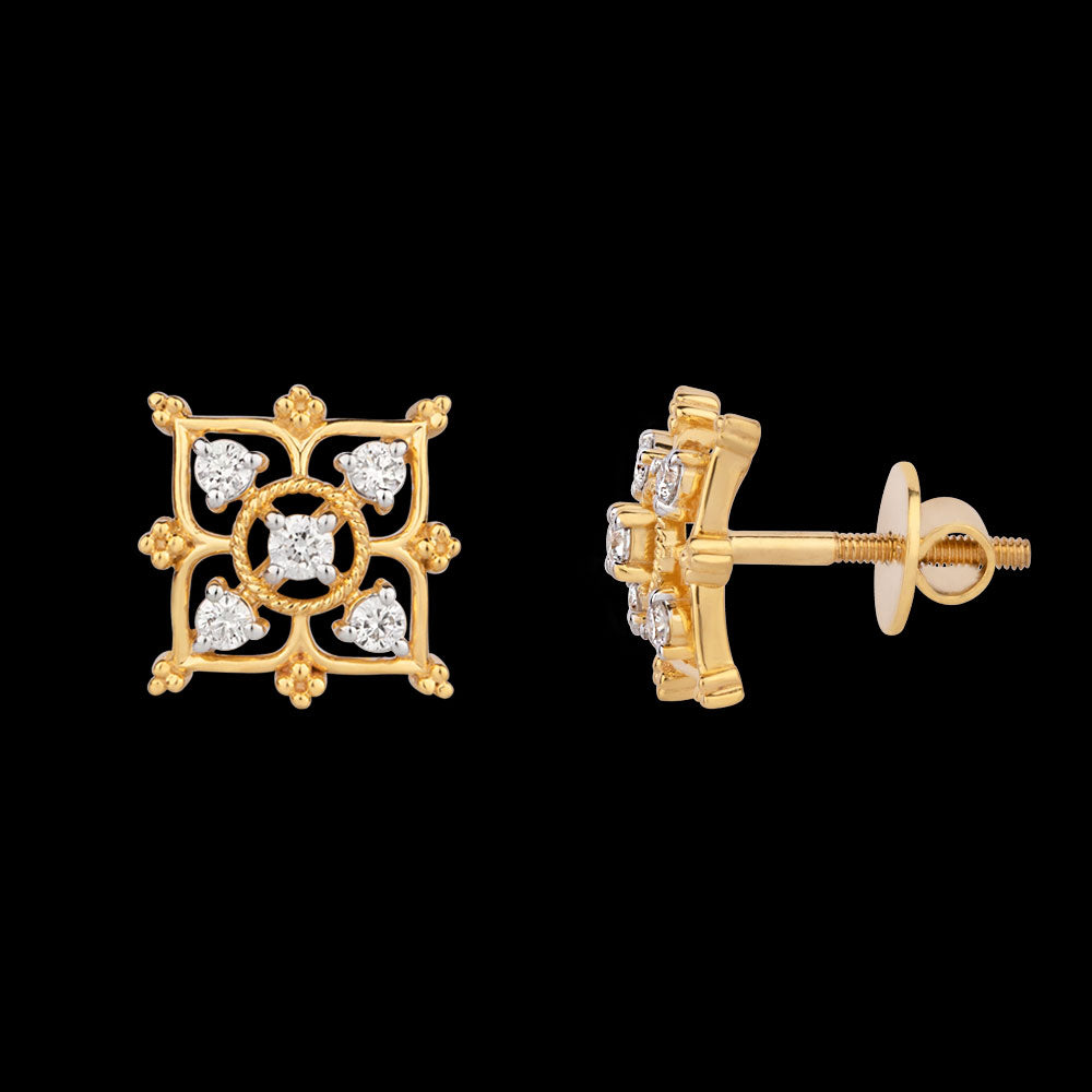 18K Yellow Gold Diamond Earrings - 0.24ct VS-GH