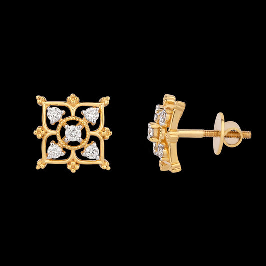 18K Yellow Gold Diamond Earrings - 0.24ct VS-GH