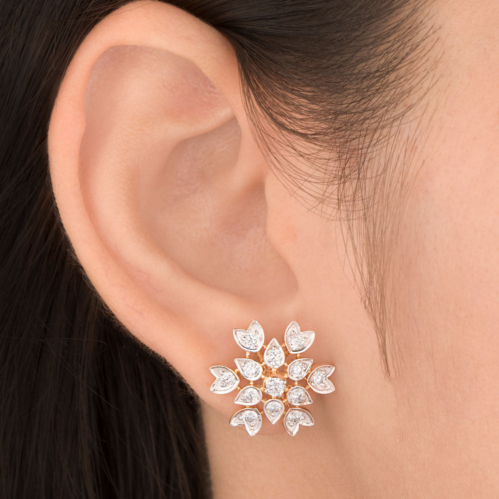 18K Yellow Gold Diamond Earrings - 1.316ct VS-GH