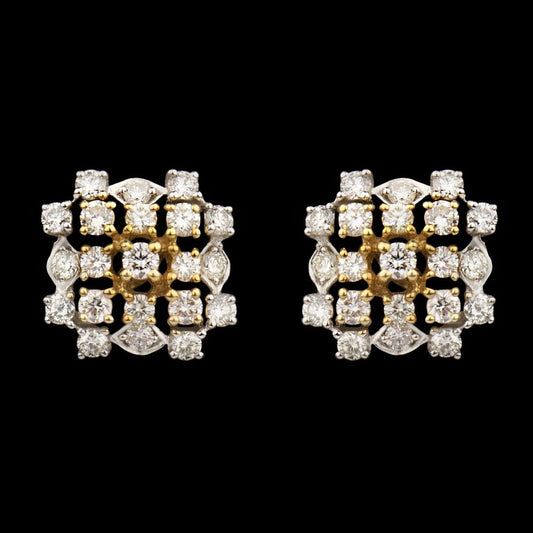 18K Yellow Gold Diamond Earrings - 0.95ct VS-SI-IJ