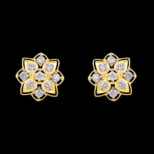 18K Yellow Gold Diamond Earrings - 0.45ct SI-IJ