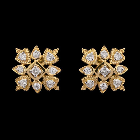 18K Yellow Gold Diamond Earrings - 0.45ct VS-GH