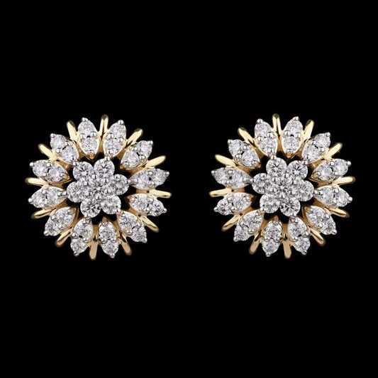18K Yellow Gold Diamond Earrings - 1.14ct VVS-VS-GH
