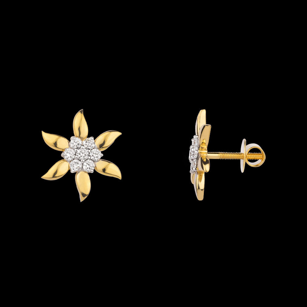 18K Yellow Gold Diamond Earrings - 0.43ct VVS-VS-GH