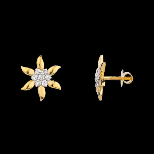 18K Yellow Gold Diamond Earrings - 0.43ct VVS-VS-GH