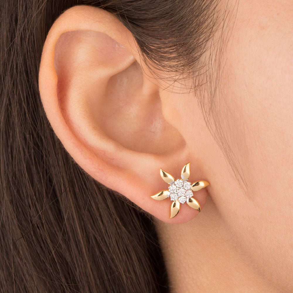 18K Yellow Gold Diamond Earrings - 0.43ct VVS-VS-GH