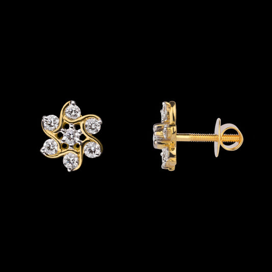 18K Yellow Gold Diamond Earrings - 0.42ct VVS-VS-GH