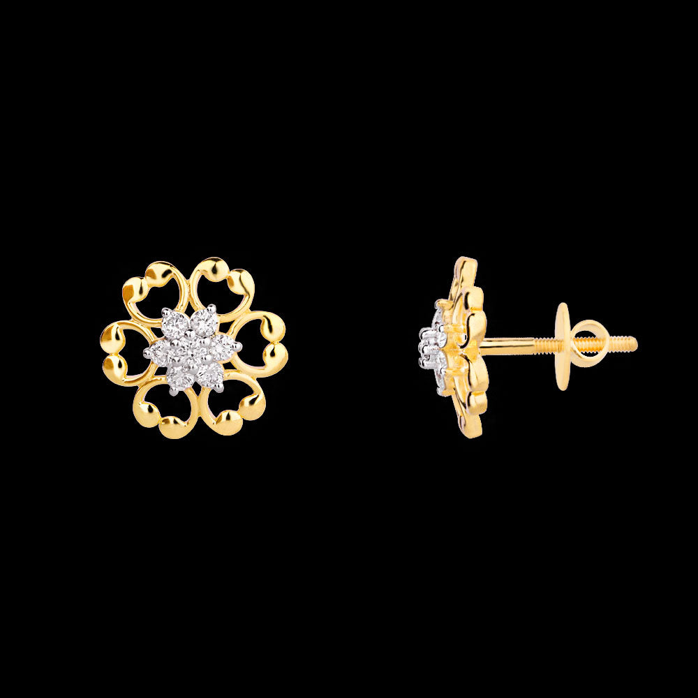 18K Yellow Gold Diamond Earrings - 0.34ct VS-GH