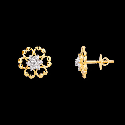 18K Yellow Gold Diamond Earrings - 0.34ct VS-GH