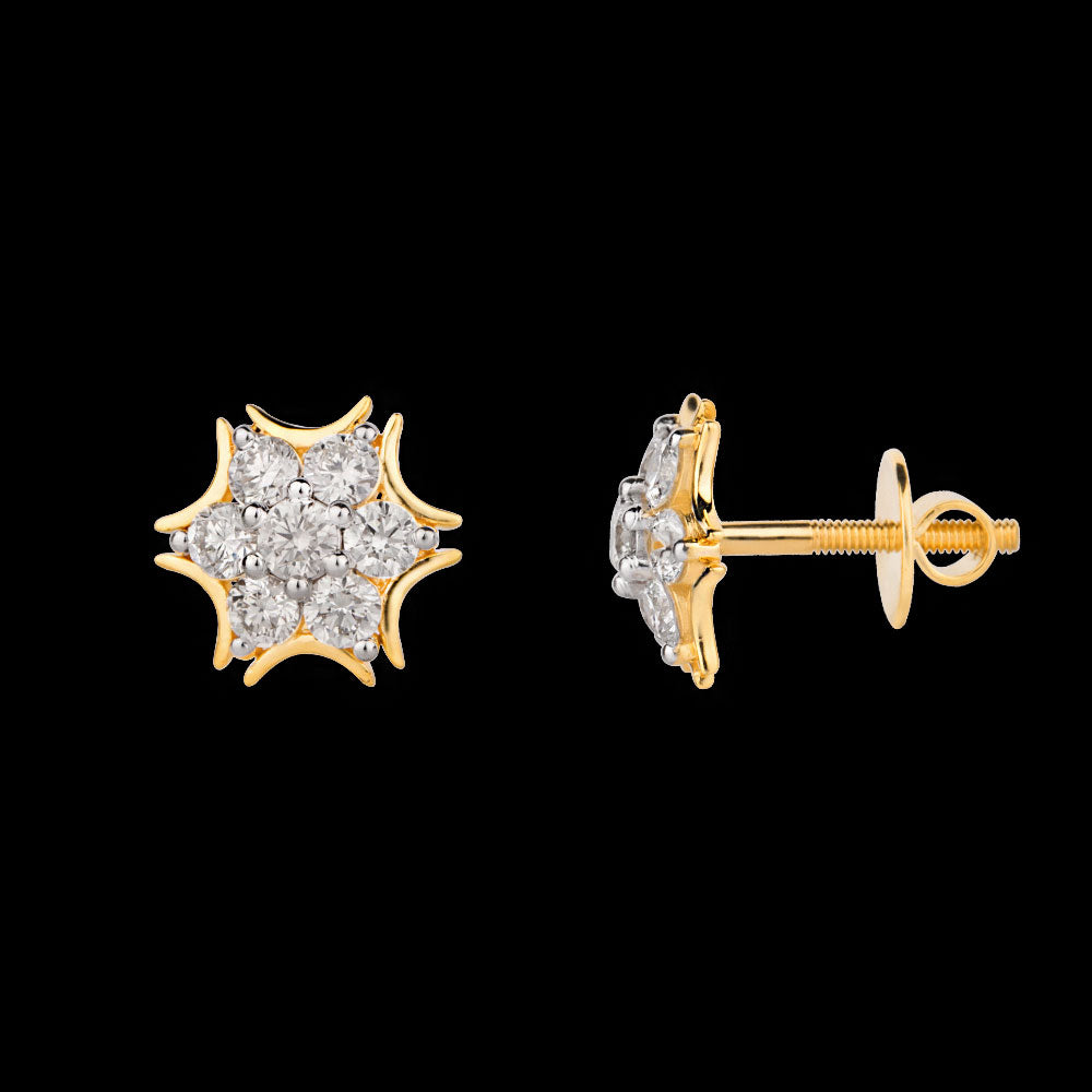 18K Yellow Gold Diamond Earrings - 0.836ct VVS-VS-GH