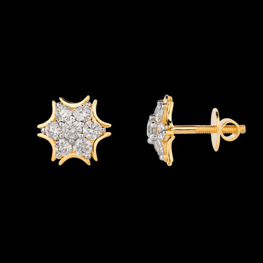 18K Yellow Gold Diamond Earrings - 0.836ct VVS-VS-GH