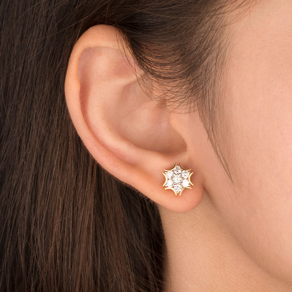 18K Yellow Gold Diamond Earrings - 0.836ct VVS-VS-GH