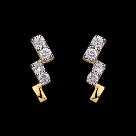 18K Yellow Gold Diamond Earrings - 0.21ct VS-SI-GH
