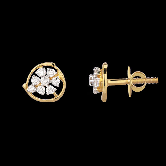 18K Yellow Gold Diamond Earrings - 0.19ct VS-GH