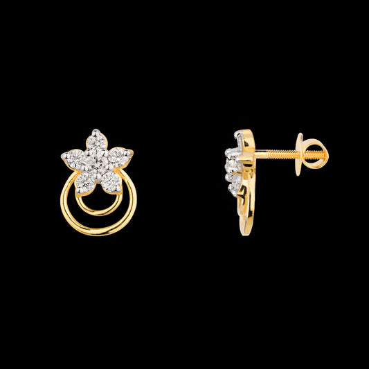 18K Yellow Gold Diamond Earrings - 0.44ct SI-GH