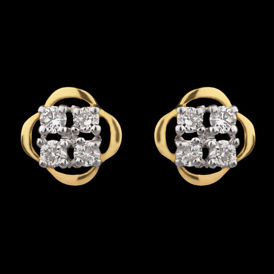14K Yellow Gold Diamond Earrings - 0.18ct VS-HI