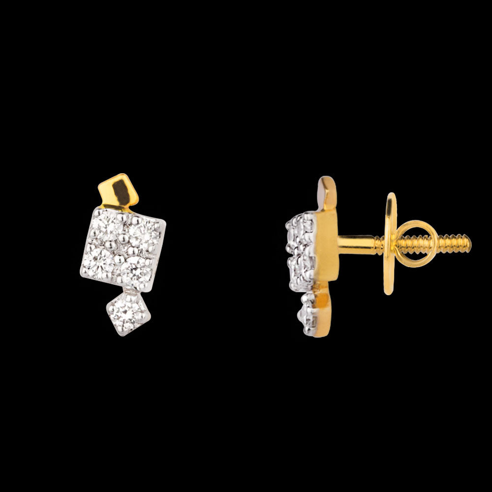 18K Yellow Gold Diamond Earrings - 0.176ct VS-SI-GH