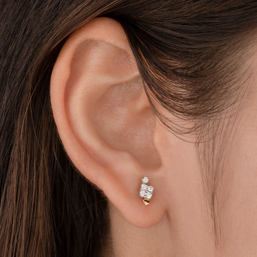 18K Yellow Gold Diamond Earrings - 0.176ct VS-SI-GH