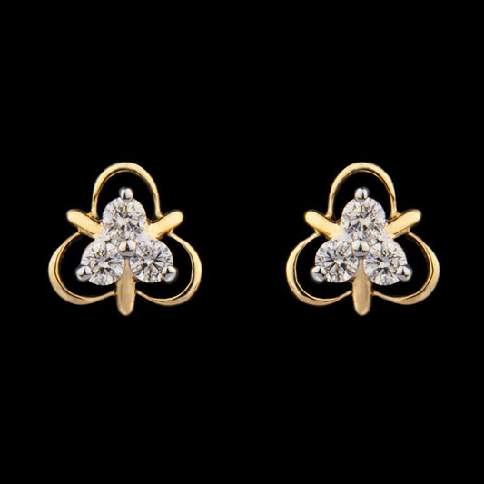 14K Yellow Gold Diamond Earrings - 0.1ct VS-HI