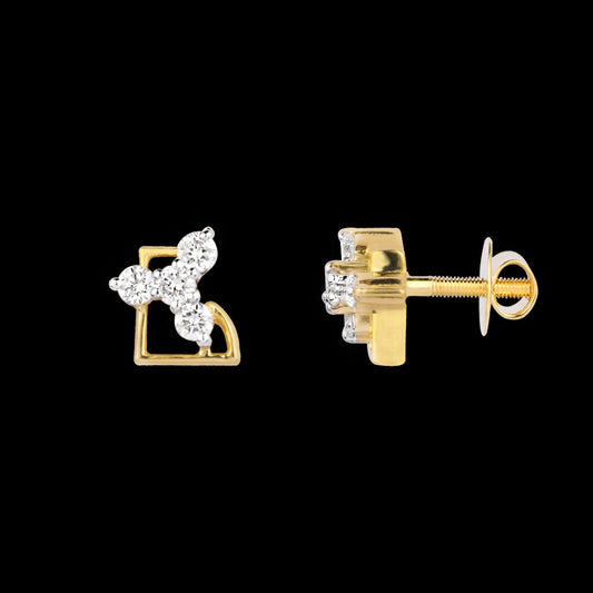 18K Yellow Gold Diamond Earrings - 0.142ct VVS-VS-GH