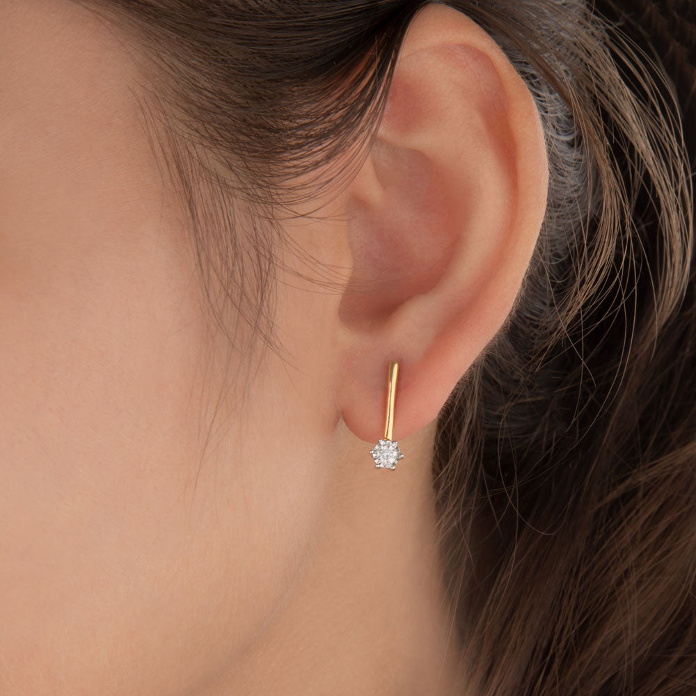 14K Yellow Gold Diamond Earrings - 0.19ct SI-IJ