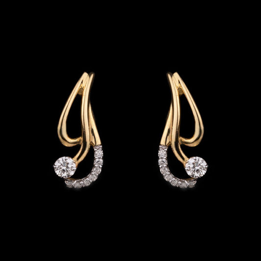 14K Yellow Gold Diamond Earrings - 0.18ct SI-IJ