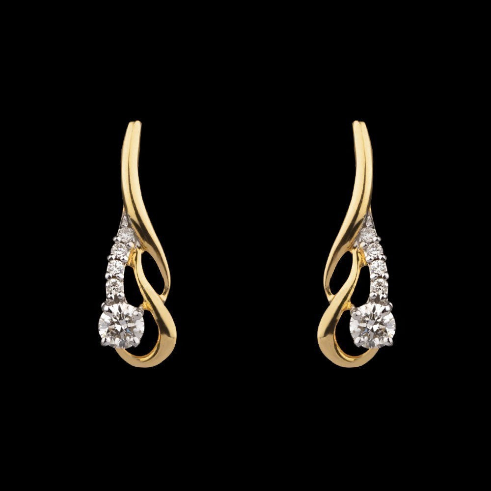 18K Yellow Gold Diamond Earrings - 0.17ct VVS-VS-GH