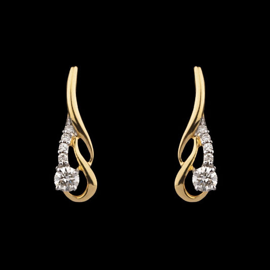 18K Yellow Gold Diamond Earrings - 0.17ct VVS-VS-GH