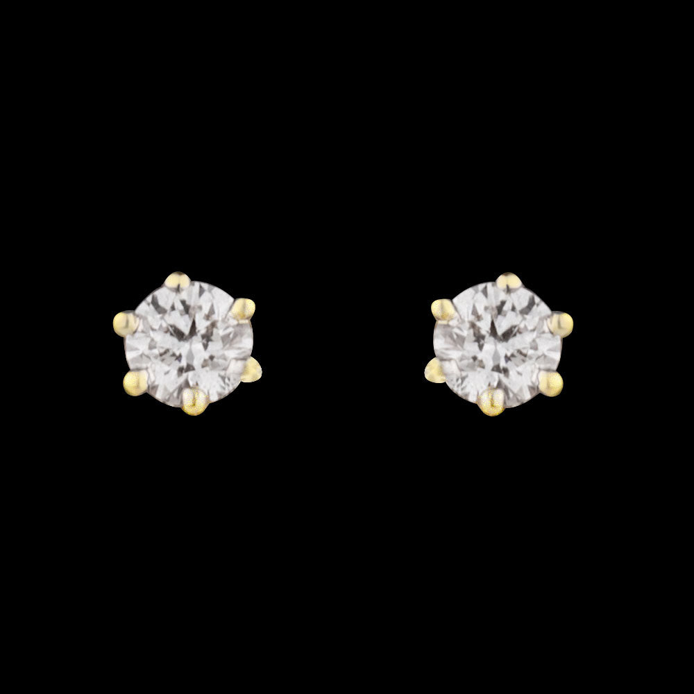 14K Yellow Gold Diamond Earrings - 0.1ct VS-SI-GH