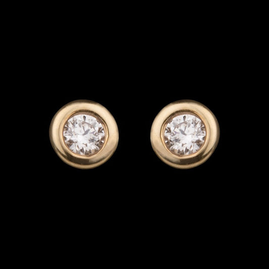 18K Yellow Gold Diamond Earrings - 0.113ct SI-IJ