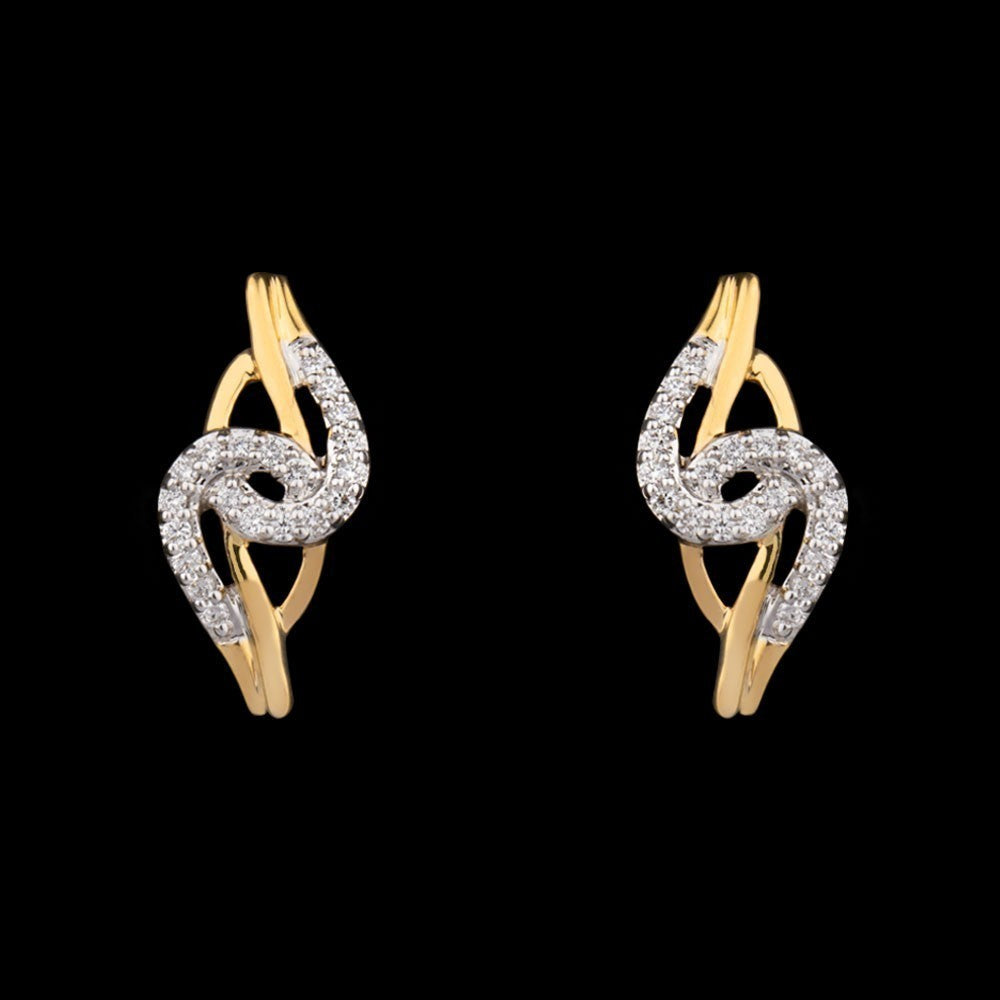 18K Yellow Gold Diamond Earrings - 0.17ct VVS-EF