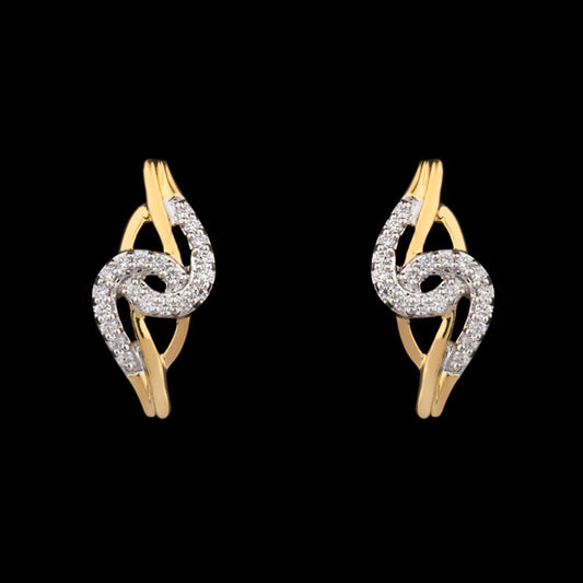 18K Yellow Gold Diamond Earrings - 0.17ct VVS-EF