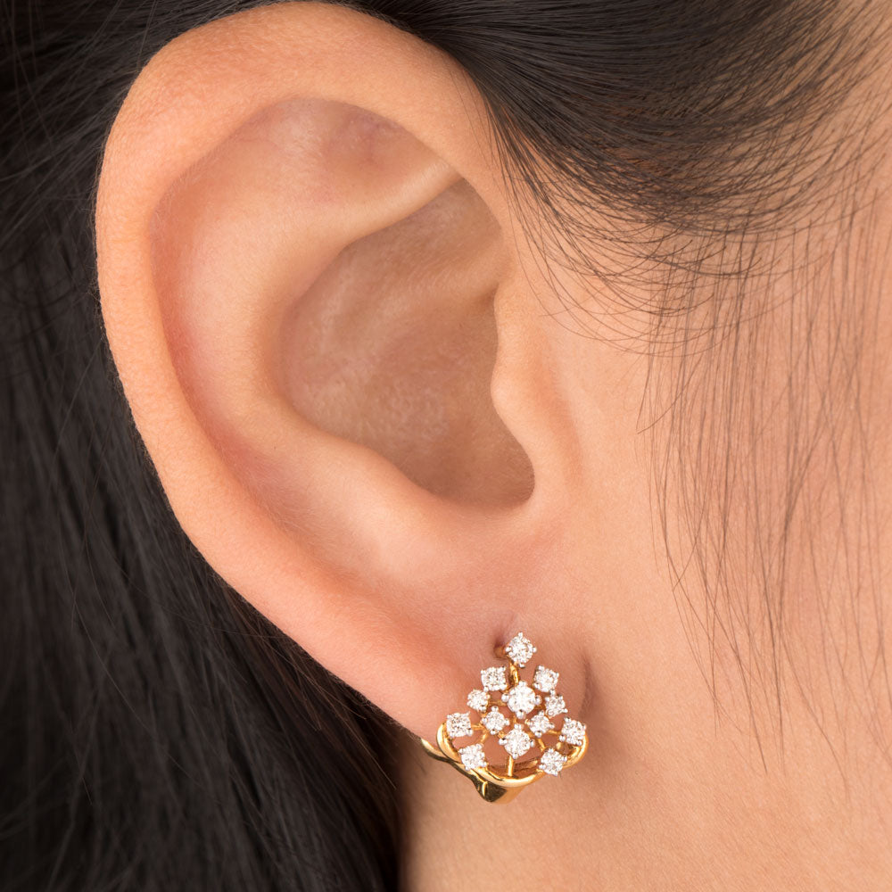14K Yellow Gold Diamond Earrings - 0.46ct SI-JK