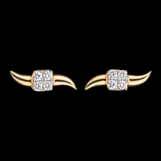 18K Yellow Gold Diamond Earrings - 0.16ct VVS-FG