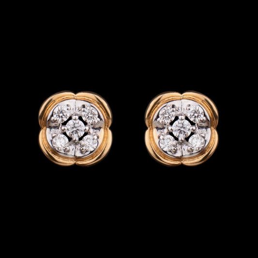 18K Yellow Gold Diamond Earrings - 0.17ct VS-GH