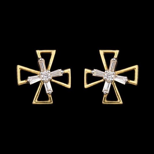 18K Yellow Gold Diamond Earrings - 0.21ct VS-GH