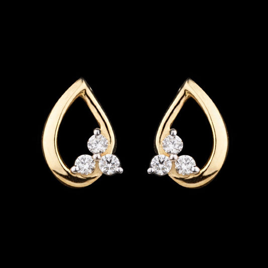 14K Yellow Gold Diamond Earrings - 0.13ct VVS-VS-GH