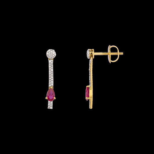 14K Yellow Gold Diamond Earrings - 0.17ct SI-IJ with Colour Stones