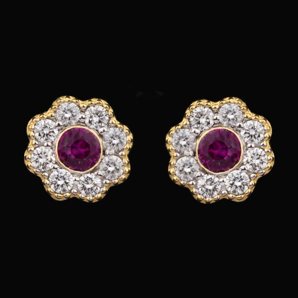 14K Yellow Gold Diamond Earrings - 0.29ct VVS-VS-HI with Colour Stones
