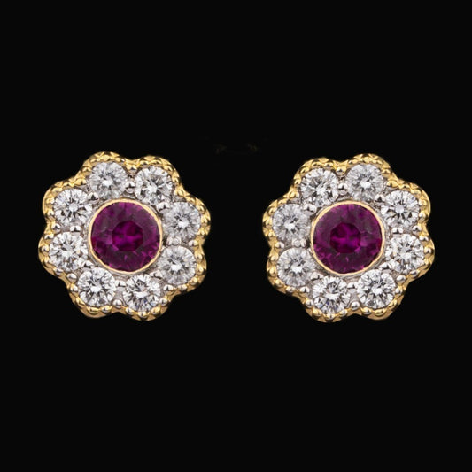 14K Yellow Gold Diamond Earrings - 0.29ct VVS-VS-HI with Colour Stones