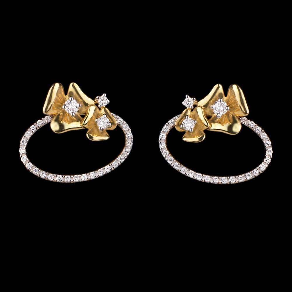 14K Yellow Gold Diamond Earrings - 0.4ct SI-GH