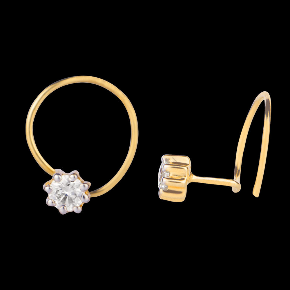 18K Yellow Gold Diamond Nosepin - 0.073ct VVS-FG